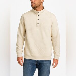 Goodfellow & Co‎ Men’s Quilted Snap Pullover Sweatshirt Ivory White Size M NWT